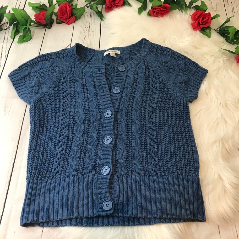 Dress Barn medium blue short sleeve cardigan
